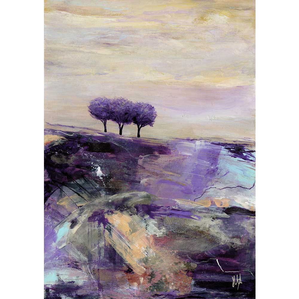 Lavender purple semi-abstract landscape limited edition art print - A Lazy Lavender Day by Jayne Leighton Herd