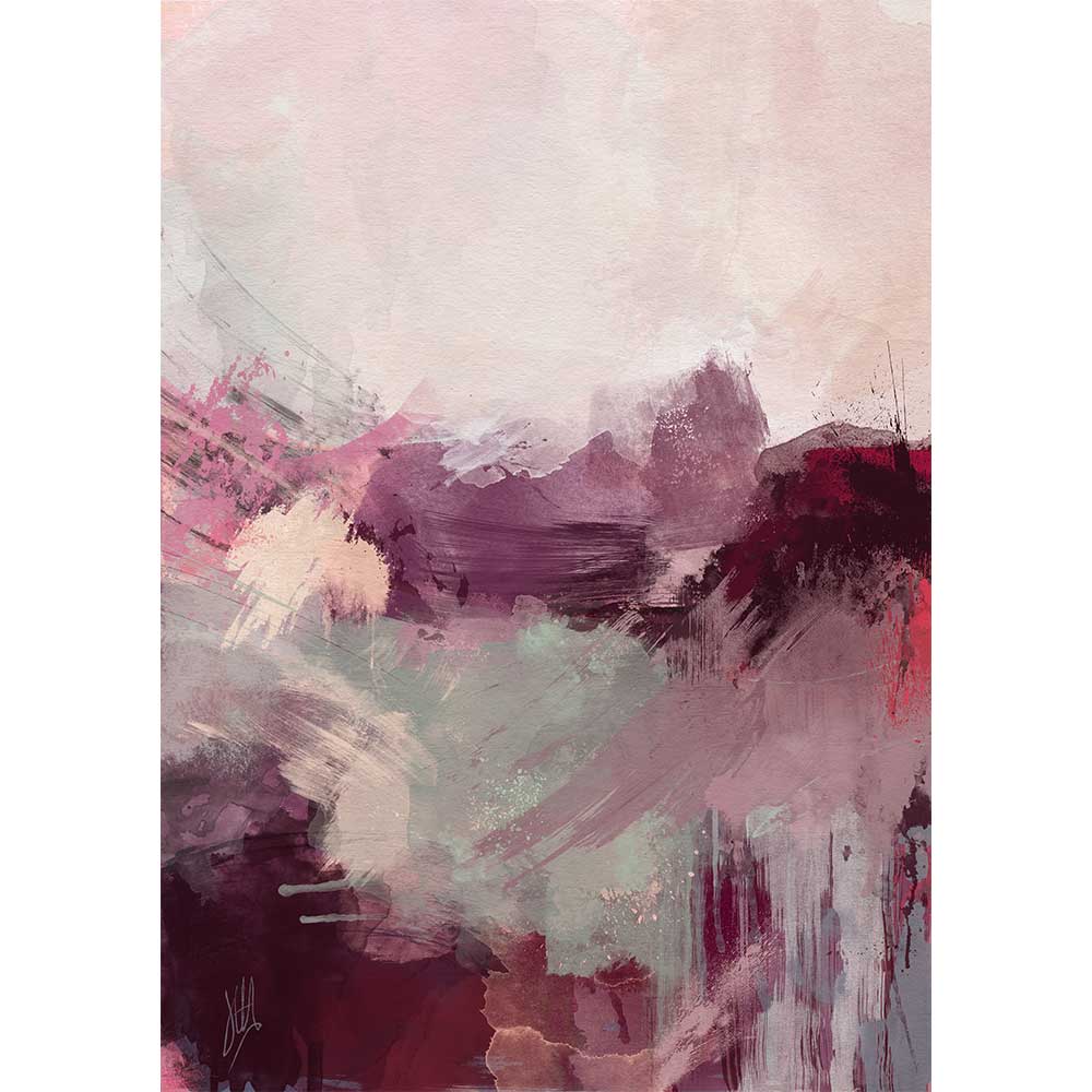 Pink original abstract landscape painting - Swept Up To The Sky by Jayne Leighton Herd