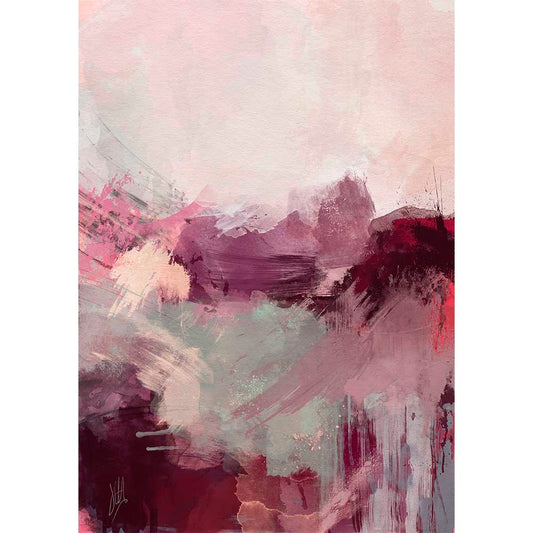 Pink original abstract landscape painting - Swept Up To The Sky by Jayne Leighton Herd