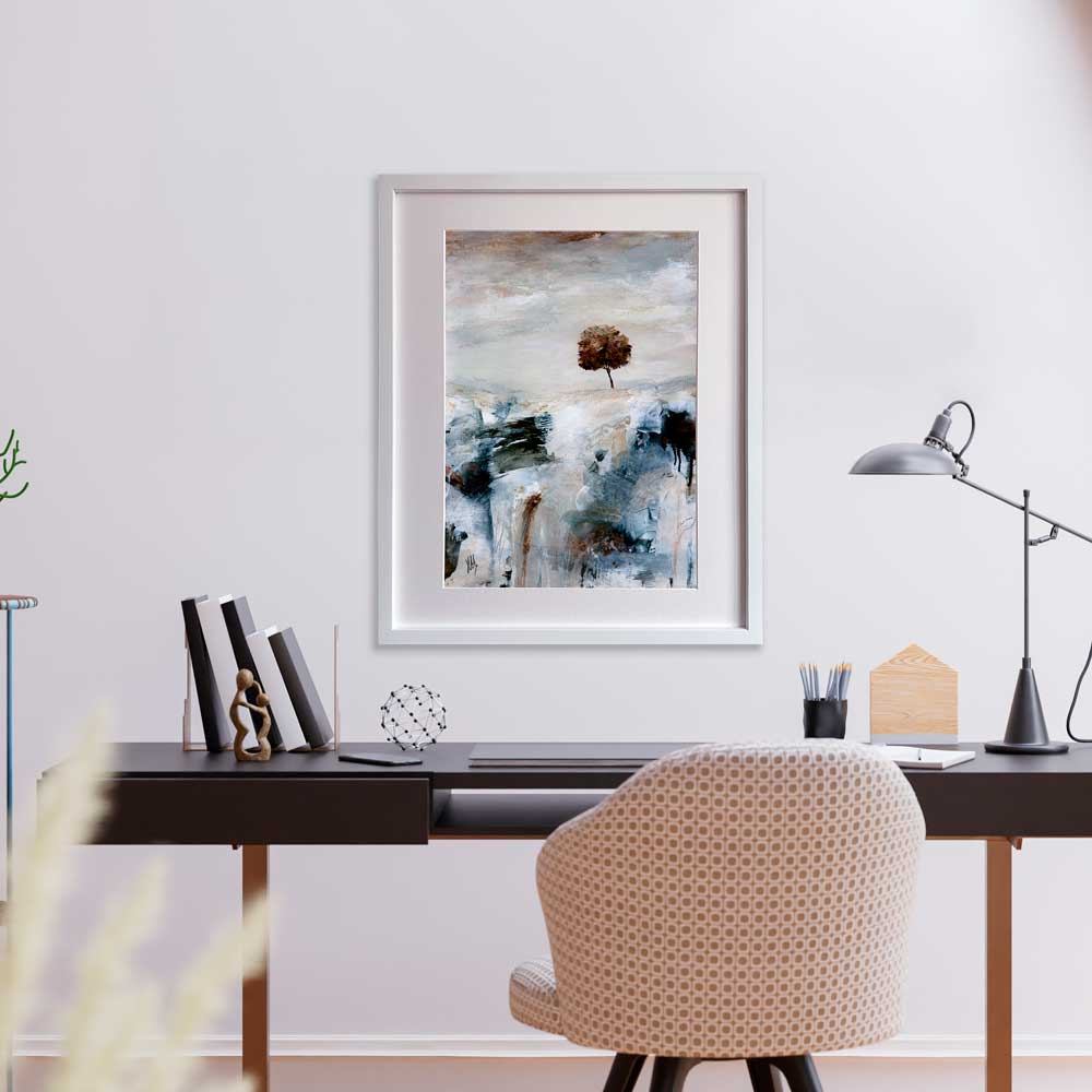 Brown, black & white semi-abstract landscape limited edition art print - The Golden Hour by Jayne Leighton Herd. Beautiful wall art for living spaces & offices.