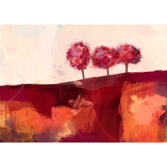 Orange & red semi-abstract landscape fine art print - Freshly Squeezed Morning by Jayne Leighton Herd. 